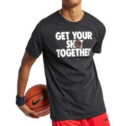 Nike Get Your Shot Tee AJ9585-010. Czarne t-shirty męskie Nike, s, bez wzorów, z bawełny, bez kołnierzyka. W wyprzedaży za 99,99 zł.