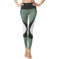 Legginsy sportowe damskie: Legginsy damskie 2E Okapi Dark Jungle zielono-białe r. M