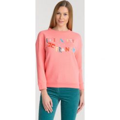 BLUZA ELISABETTA FRANCHI. Różowe bluzy damskie Elisabetta Franchi, z nadrukiem, z bawełny, bez rękawów, bez kaptura. Za 524,30 zł.