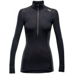 Devold Damska Bluzka Wool Mesh Woman Half Zip Neck, Black, S. Czarne koszulki damskie termoaktywne marki Devold, s, bez wzorów, z meshu, bez kołnierzyka, z długim rękawem, długie, bez kaptura, outdoorowe. W wyprzedaży za 259,00 zł.