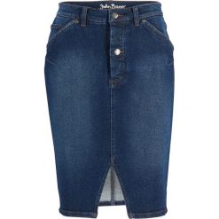Spódnica dżinsowa ze stretchem bonprix ciemnoniebieski denim. Niebieskie spódniczki damskie bonprix, bez wzorów, z denimu. Za 84,99 zł.