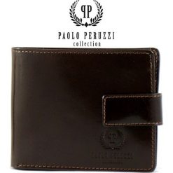 Brązowy Ekskluzywny portfel męski Paolo Peruzzi. Pomarańczowe portfele męskie marki Paolo Peruzzi, bez wzorów, ze skóry. Za 159,00 zł.