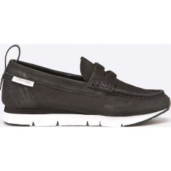 Calvin Klein Jeans - Mokasyny Sonora Washed Nubuck. Czarne mokasyny damskie Calvin Klein Jeans, z jeansu, na obcasie. W wyprzedaży za 319,90 zł.