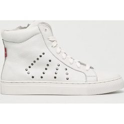 Levi's - Buty Melrose Studs Mid. Białe buty sportowe damskie Levi's®, bez wzorów, ze skóry, sportowe. W wyprzedaży za 239,90 zł.