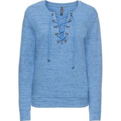 Bluzy damskie: Bluza ze sznurowaniem bonprix niebieski melanż