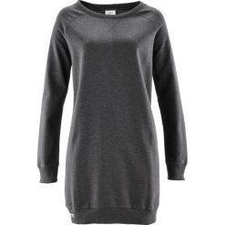 Sukienka dresowa bonprix antracytowy melanż. Szare sukienki damskie bonprix, bez wzorów, z dresówki, bez kołnierzyka, bez rękawów. Za 54,99 zł.