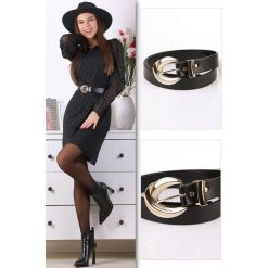 Pasek NEVRA GOLD. Czarne paski damskie IVET, w paski, ze skóry, eleganckie. W wyprzedaży za 29,00 zł.