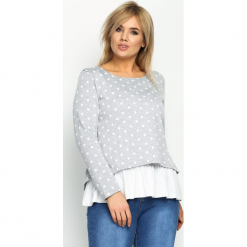 Szaro-Biała Bluzka Polka Dot. Białe bluzki damskie Born2be, l, z długim rękawem. Za 14,99 zł.