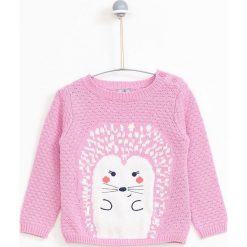 Lemon Explore - Sweter dziecięcy 86-116 cm. Różowe swetry dziewczęce marki LEMON explore, z haftami, z bawełny, z okrągłym kołnierzem, z krótkim rękawem, krótkie, bez kaptura. W wyprzedaży za 39,90 zł.