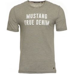 Mustang T-Shirt Męski Striped Xxl Szary. Szare koszulki męskie Mustang, xxl, bez wzorów, z bawełny, klasyczne, z klasycznym kołnierzykiem. Za 145,00 zł.