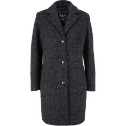 Płaszcz boucle bonprix antracytowy melanż. Szare kurtki damskie marki bonprix, bez wzorów, bez kaptura. Za 239,99 zł.
