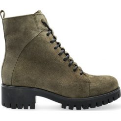 Trapery khaki. Zielone trapery damskie Arturo Vicci, ze skóry, na wysokim obcasie, na zamek. Za 319,00 zł.