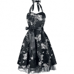 H&R London White Floral Sukienka czarny/biały. Białe sukienki na komunię H&R London, na imprezę, m, z nadrukiem, z jedwabiu, z kokardą. Za 229,90 zł.