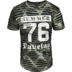 Koszulka męska t-shirt z nacięciami Recea. T-shirty męskie Recea, xl, z aplikacjami, z bawełny, bez kołnierzyka. Za 44,99 zł.
