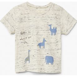 Mango Kids - T-shirt dziecięcy Brujula 80-104 cm. Szare t-shirty chłopięce marki Mango Kids, z nadrukiem, z dzianiny, z okrągłym kołnierzem. W wyprzedaży za 29,90 zł.