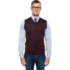 Swetry klasyczne męskie: sweter veneto w serek bordo