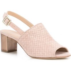 Buty damskie. Różowe klapki damskie Wittchen, bez wzorów, ze skóry, na wysokim obcasie. W wyprzedaży za 322,91 zł.