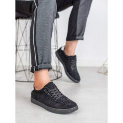 CZARNE SZNUROWANE OBUWIE. Czarne trampki i tenisówki damskie Ideal Shoes, bez wzorów, na sznurówki. Za 52,90 zł.