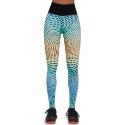 Spodnie damskie: Bas Black Legginsy damskie Wave 90 niebiesko-żółte r. XL (BB12586)
