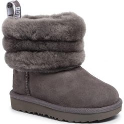 Buty UGG - T Fluff Mini Quilted 1103612T Chrc. Szare kozaki dziewczęce Ugg, z wełny. W wyprzedaży za 389,00 zł.