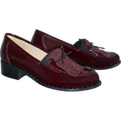 MODEX 133G bordo/lakier, półbuty/mokasyny damskie. Mokasyny damskie Modex, ze skóry, na obcasie. Za 239,90 zł.