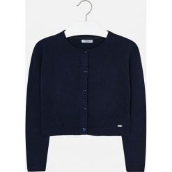 Mayoral - Sweter dziecięcy 128-167 cm. Niebieskie swetry dziewczęce Mayoral, bez wzorów, z elastanu, z okrągłym kołnierzem, z krótkim rękawem, krótkie, bez kaptura. W wyprzedaży za 59,90 zł.