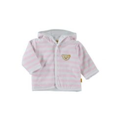 Bluzy niemowlęce: STEIFF Girls Baby Nicki Bluza z kapturem w paski kolor różowy