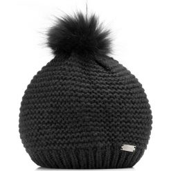 Czapka damska 85-HF-021-1. Czarne czapki damskie Wittchen, na zimę, bez wzorów, z dzianiny. Za 79,90 zł.