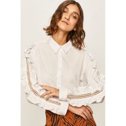 Answear - Koszula. Białe bluzki damskie ANSWEAR, s, bez wzorów, z bawełny, eleganckie, z klasycznym kołnierzykiem, z długim rękawem. W wyprzedaży za 79,90 zł.