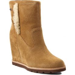 Botki UGG - W Jade 1008717 Chestnut. Brązowe botki damskie skórzane marki Ugg, eleganckie, za kostkę, na koturnie. W wyprzedaży za 589,00 zł.