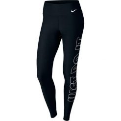 Nike - Legginsy. Czarne spodnie damskie Nike, m, z nadrukiem, z elastanu. W wyprzedaży za 199,90 zł.