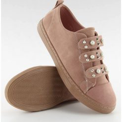 Trampki z perełkami l1078 PINK. Różowe trampki i tenisówki damskie obuwie damskie, z tkaniny. Za 49,95 zł.