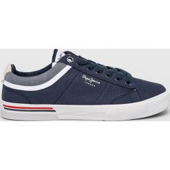 Pepe Jeans - Tenisówki. Niebieskie trampki męskie Pepe Jeans, bez wzorów, z jeansu, na sznurówki. W wyprzedaży za 169,90 zł.