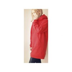 Czerwony kapturek Kangurka Oversize. Czerwone bluzy damskie One mug a day, bez wzorów, z bawełny, z długim rękawem, długie, bez kaptura. Za 279,00 zł.