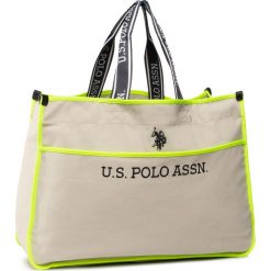 Torebka U.S. POLO ASSN. - Halifax L Shopping Bag BEUHX2831WUY/503 Beige/Yellow. Brązowe torebki klasyczne damskie U.S. Polo Assn., z aplikacjami, z materiału, klasyczne, zdobione, bez dodatków. Za 269,00 zł.