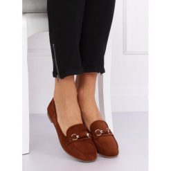 Brązowe mokasyny AZUEL. Pomarańczowe mokasyny damskie FunKee.pl, z zamszu. Za 89,99 zł.
