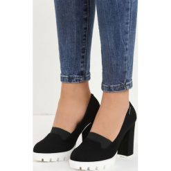 Czarne Czółenka Ladina. Czarne buty ślubne damskie marki Born2be, ze skóry, z okrągłym noskiem, na wysokim obcasie, na słupku. Za 34,99 zł.