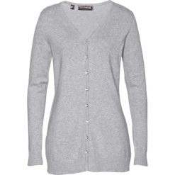 Długi sweter rozpinany bonprix jasnoszary melanż. Szare swetry damskie bonprix, bez wzorów, eleganckie, z długim rękawem, długie, bez kaptura. Za 74,99 zł.