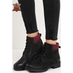 Czarno-Bordowe Skórzane Botki True Lies. Czarne buty zimowe damskie Born2be, ze skóry, na platformie. Za 149,99 zł.