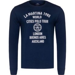 T-shirt LA MARTINA OLDWIG. Szare t-shirty męskie La Martina, z aplikacjami, z bawełny, sportowe, bez kołnierzyka, długie. W wyprzedaży za 234,00 zł.