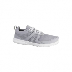 Buty do szybkiego marszu Soft 100 damskie. Szare buty do fitnessu damskie marki NEWFEEL, z gumy. W wyprzedaży za 39,99 zł.