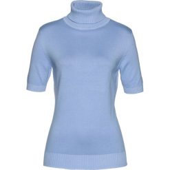 Sweter z golfem, krótki rękaw bonprix perłowy niebieski. Niebieskie swetry damskie bonprix. Za 49,99 zł.