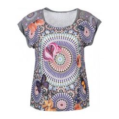 Desigual Desigual T-Shirt Damski S Szary. Szare koszulki damskie Desigual, s, z nadrukiem, bez kołnierzyka, bez rękawów. W wyprzedaży za 163,00 zł.