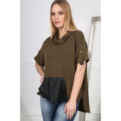 Khaki T-shirt z Golfem BB20661. Brązowe t-shirty damskie marki Fasardi, bez wzorów, z golfem. Za 29,90 zł.