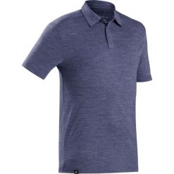 Koszulka polo - TRAVEL 500 MERINO - męska. Niebieskie koszulki męskie FORCLAZ, xl, bez wzorów, z wełny, polo, bez rękawów. Za 129,99 zł.
