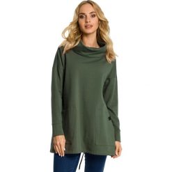 ANGELICA Bluza oversize z kominem i kieszeniami - militarno zielona. Zielone bluzy damskie Moe, s, bez wzorów, z elastanu, bez rękawów, bez kaptura. W wyprzedaży za 129,00 zł.
