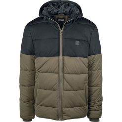 Urban Classics Hooded 2-Tone Puffer Jacket Kurtka zimowa oliwkowy/czarny. Czarne kurtki męskie marki Urban Classics, na zimę, s, z aplikacjami, bez kaptura. Za 244,90 zł.