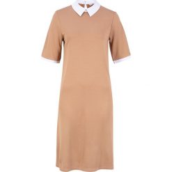 Sukienka shirtowa z kolekcji Maite Kelly bonprix wielbłądzia wełna - biały. Pomarańczowe sukienki damskie bonprix, bez wzorów, z wełny, bez kołnierzyka, bez rękawów. Za 109,99 zł.