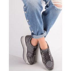 Buty sportowe damskie N/M 1306 Szare. Szare buty sportowe damskie N/M, bez wzorów, z tkaniny, sportowe. Za 89,00 zł.