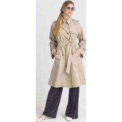 PŁASZCZ OGGI Weekend Max Mara. Brązowe kurtki damskie w paski, z materiału, klasyczne. Za 1055,00 zł.